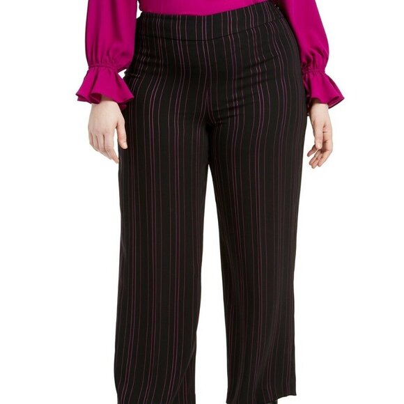 Bar III Plus Striped Wide-Leg Pants 16 NEW - Picture 1 of 12